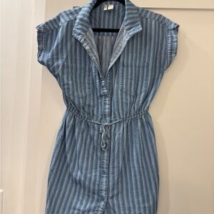 Japna Blue and White Striped Shirt Dress